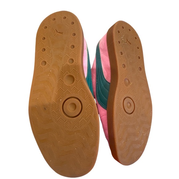 Pink Puma Suede Sneakers Youth Size 5 Teal Stripe Gum Sole Lace Up Casual Shoes - Picture 7 of 7